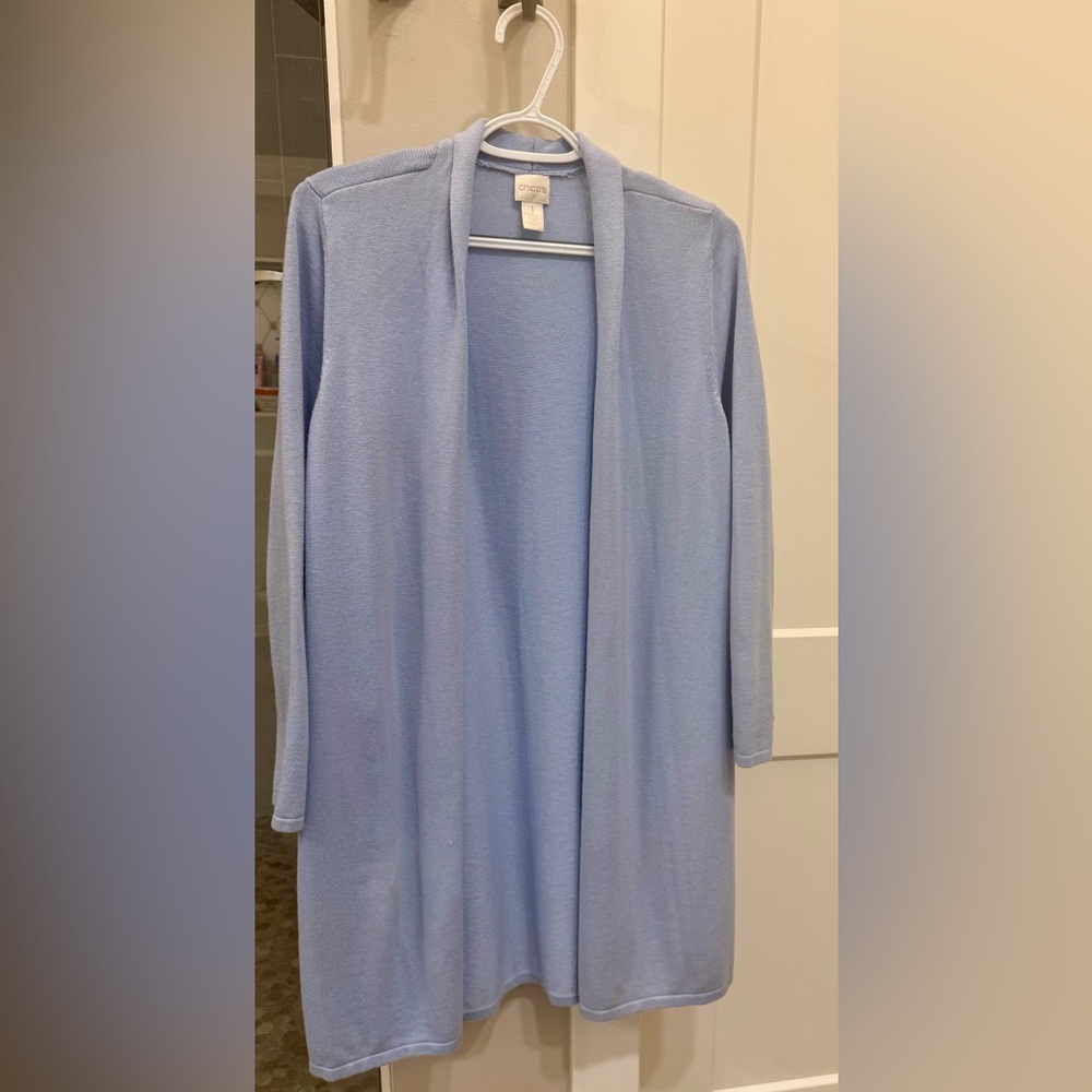 Chico's Light Blue Open Front Sweater